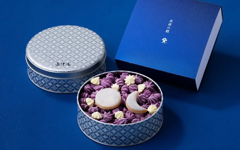 料亭壺中庵のクッキーとメレンゲ菓子の「良夜の庭」缶ギフト